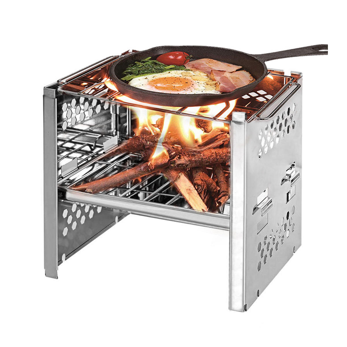 Tartós összecsukható BBQ-grill, kültéri piknik kemping BBQ-grill tárolótáskával