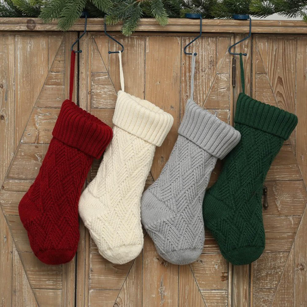 Knitted Christmas Socks Gift Bags Christmas Lingge Wool Sock