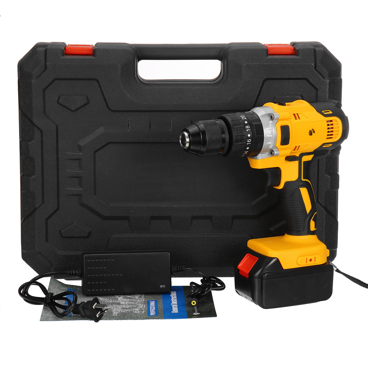 100 240V AC 36V 3 In 1 Cordless 150Nm Torque Impact Drill Screwdriver Wrench 2 Speeds Adjustment LED Lighting with Large