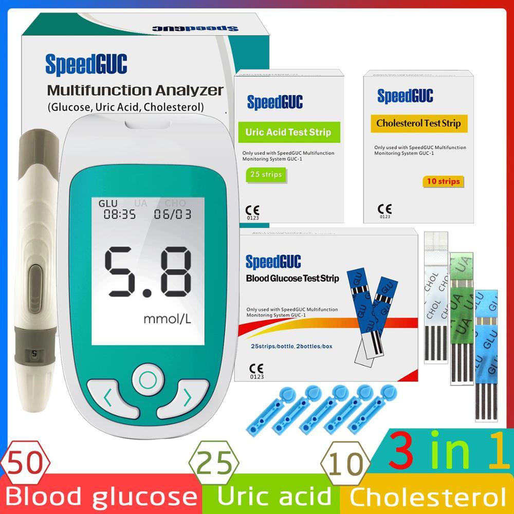 3in1 Multifunctioneel cholesterol- en urinezuur- en bloedglucosemeter Monitoring-systeem Diabetes ji