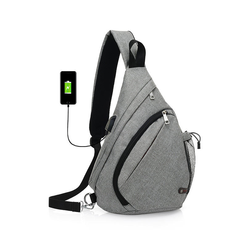 Bolsa de ombro antirroubo USB de 8L para homens para acampar, viajar e fazer caminhadas