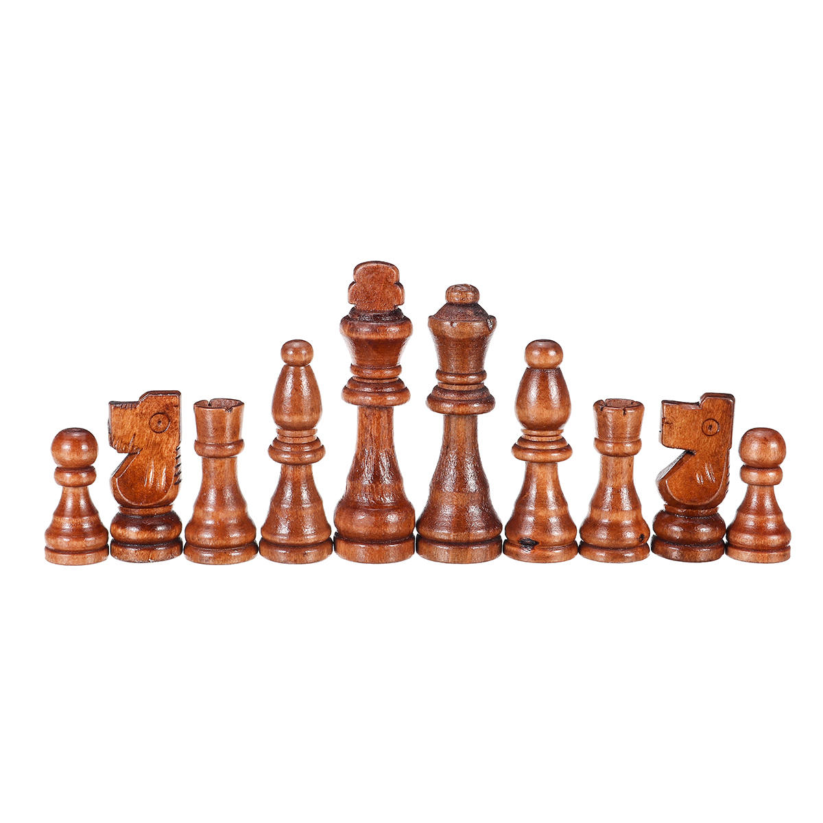32 Piece Wooden Carved Chess 91mm King Chessman Hand Crafted Set Outdoor 