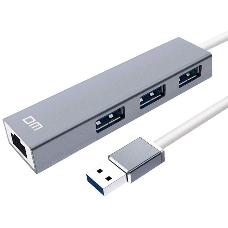 

DM CHB012 3 ports USB3.0 Hub 5Gbps 100M Network Port RJ45 Adapter USB Hub for Mobile Phones Tablets