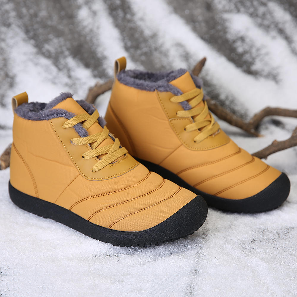 Warm plush lining waterproof farbic ankle snow boots Sale - Banggood.com