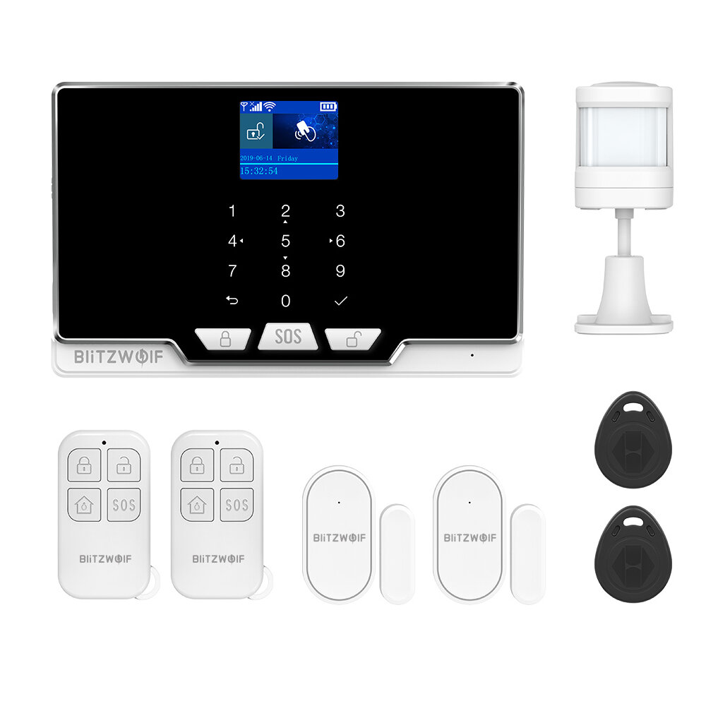 

BlitzWolf® BW-IS6 DIY 2G GSM&433Mhz&WIFI Smart Home Security Alarm System Door & Window Sensor PIR Motion Detected RFID