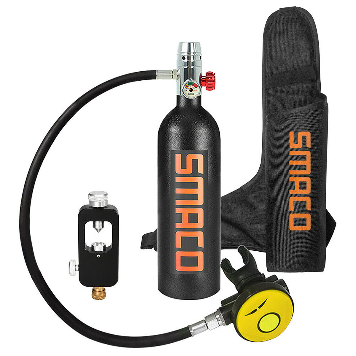 

SMACO S400 Mini 1L Scuba Diving Tank Underwater Air Oxygen Tank with Breathing Valve Scuba Adapter Storage Bag