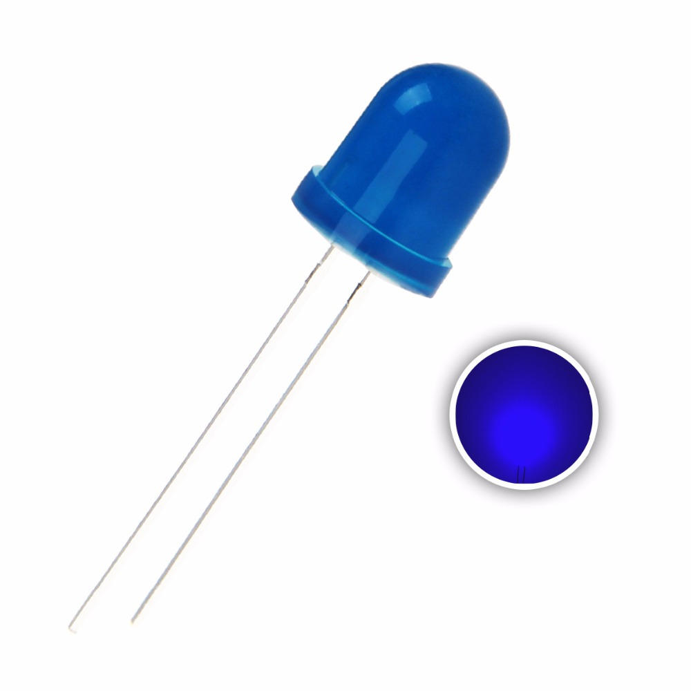 50pcs 10mm 3V 20mA 2Pin Frosted 455-465nm Blue DIY LED Diode Round Through Hole Emitting Lamp