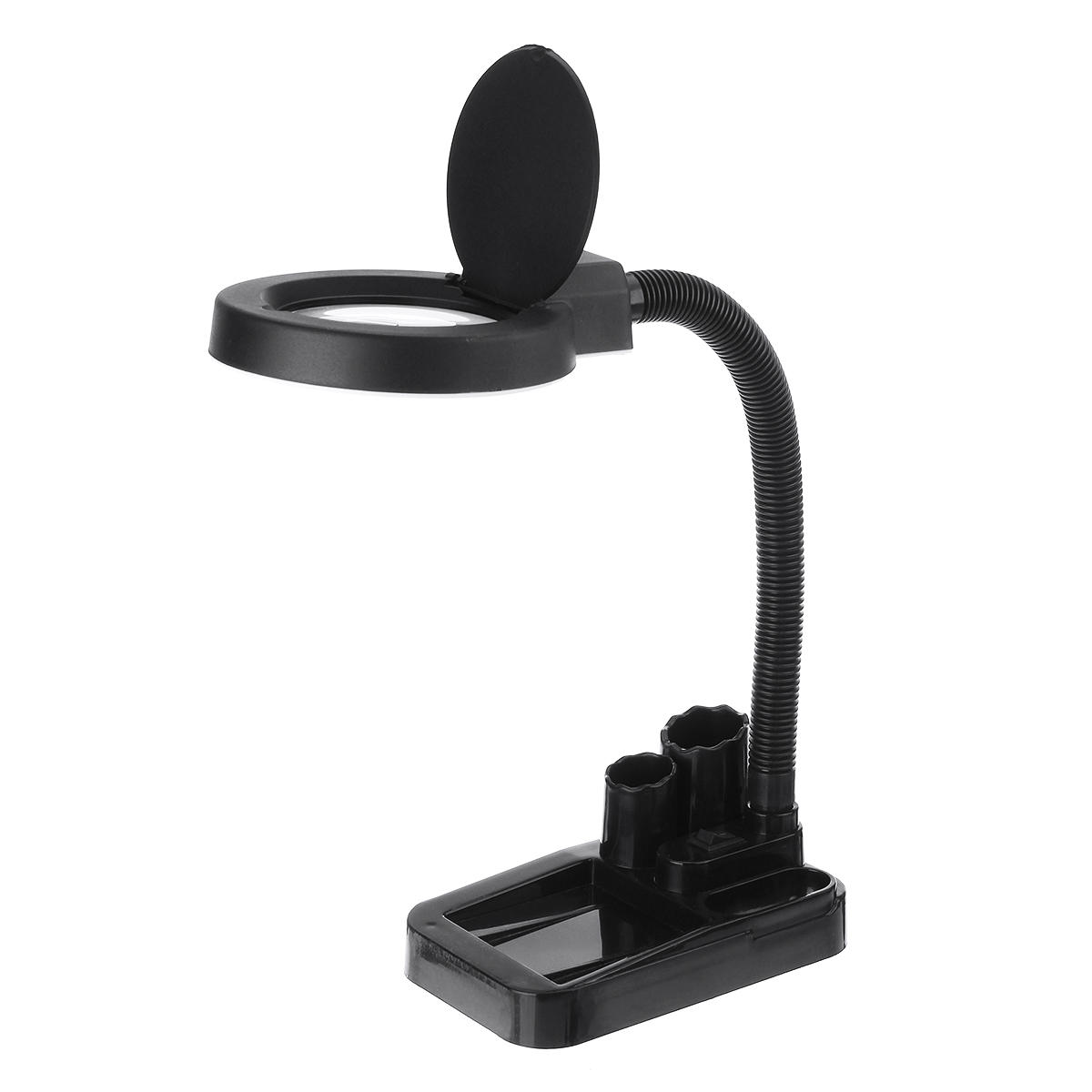 

5X 10X Magnifying LED Lamp Magnifier Light Large Glass Lens Desktop Stand Craft