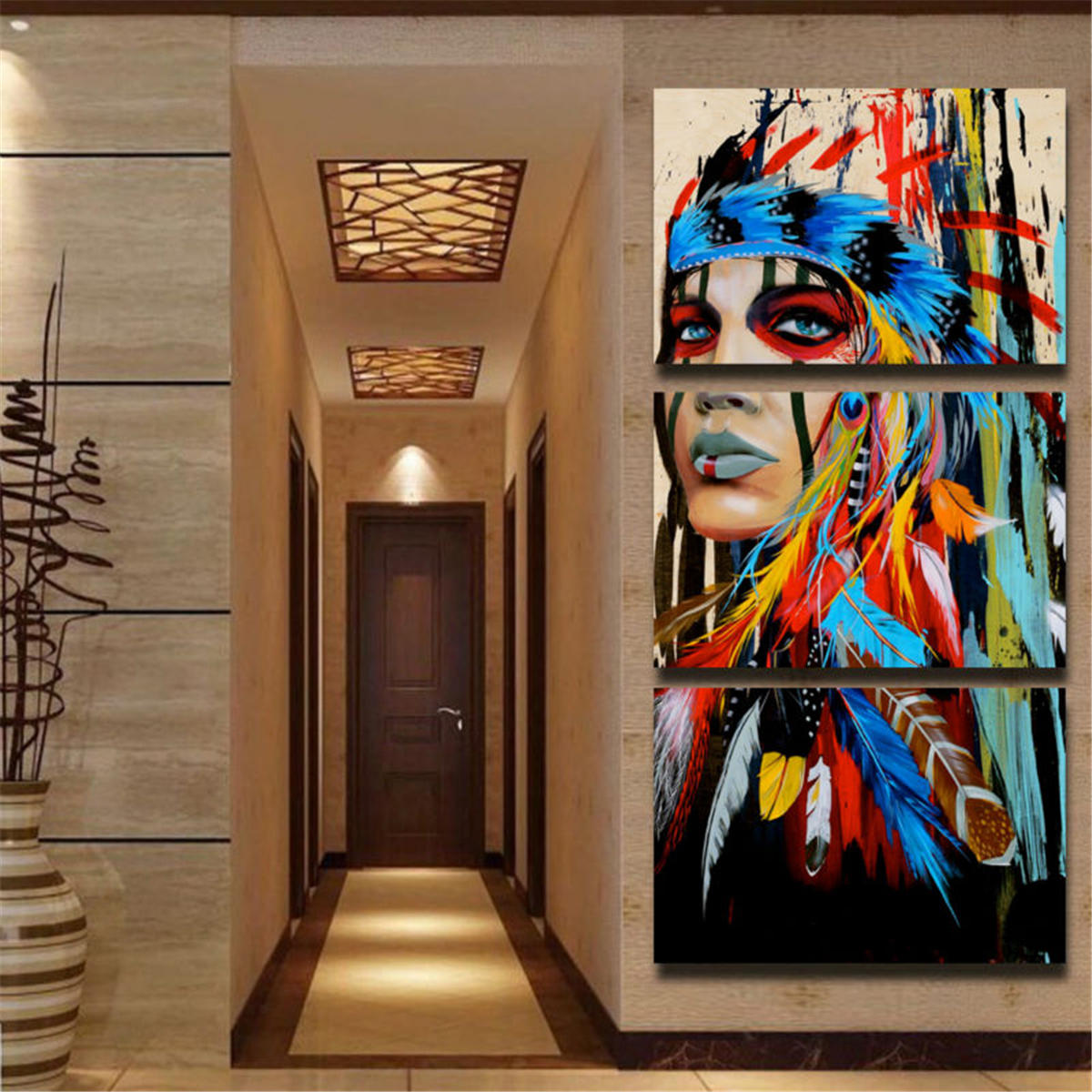 

3Pcs Set Indian Woman Canvas Paintings Print Picture Modern Art Wall Home