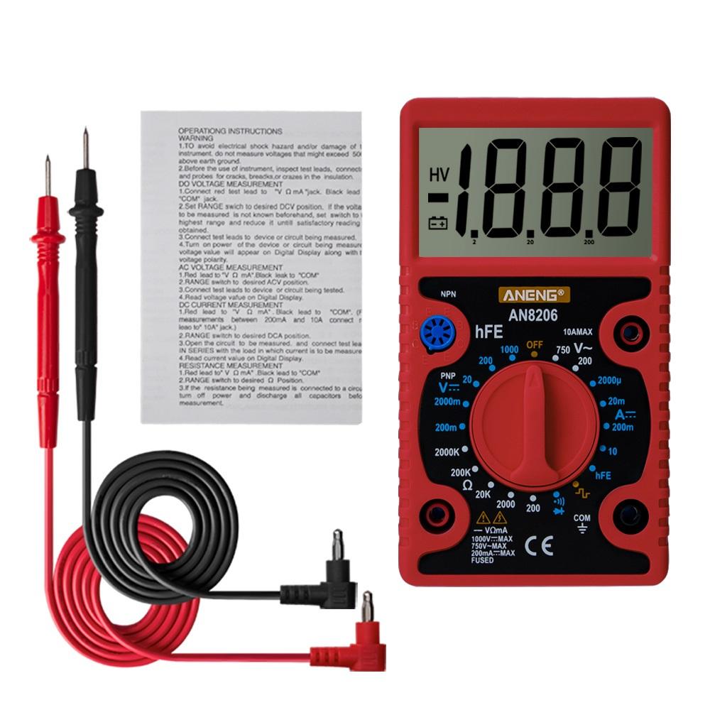 ANENG AN8206 Large Screen Digital Multimeter with Square Wave Output Voltage Current Continuity Measurement hEF measurem