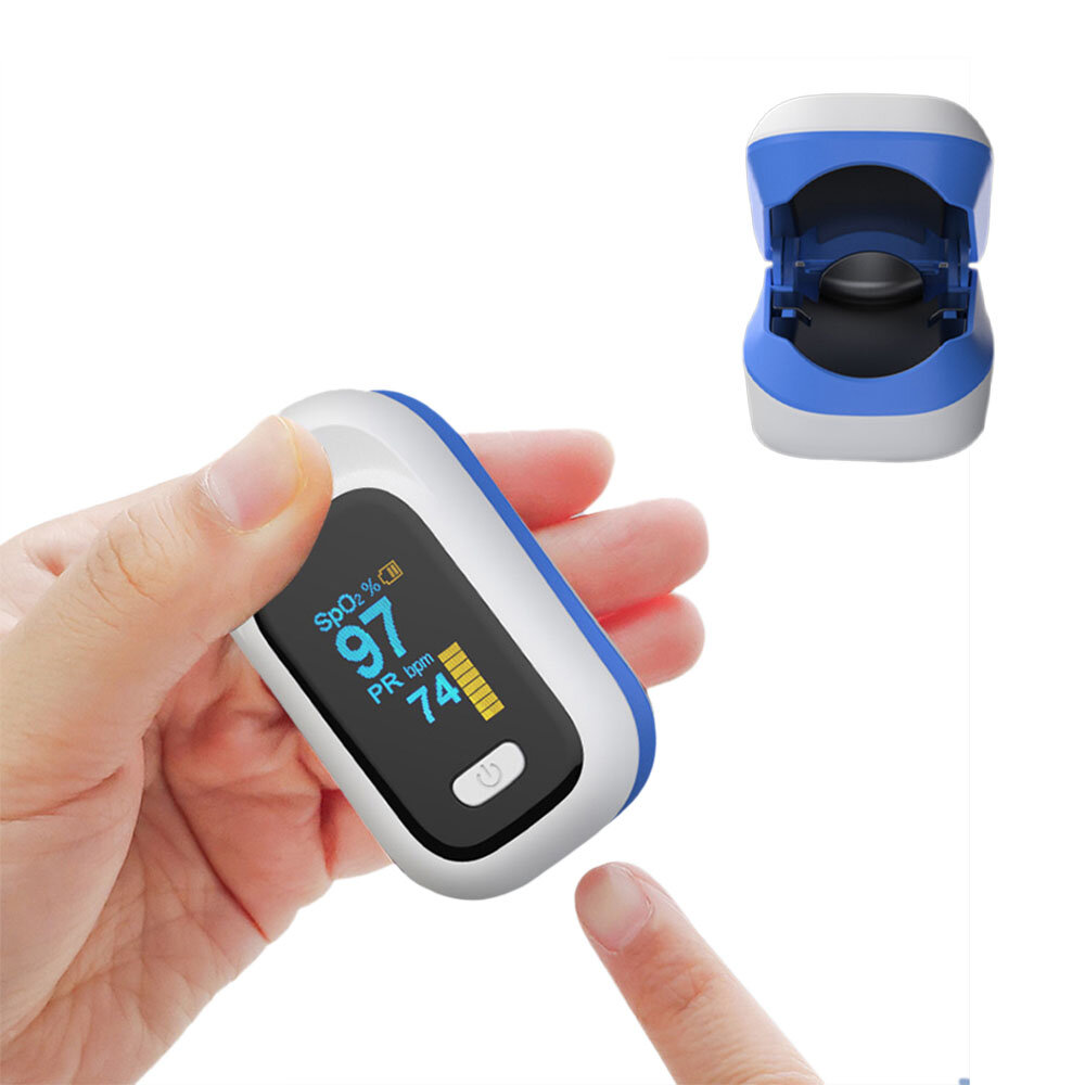 BOXYM YK-80X Mini OLED Finger-Clamp Pulse Oximeter Home Heathy Blood Oxygen Saturation Monitor - Blue