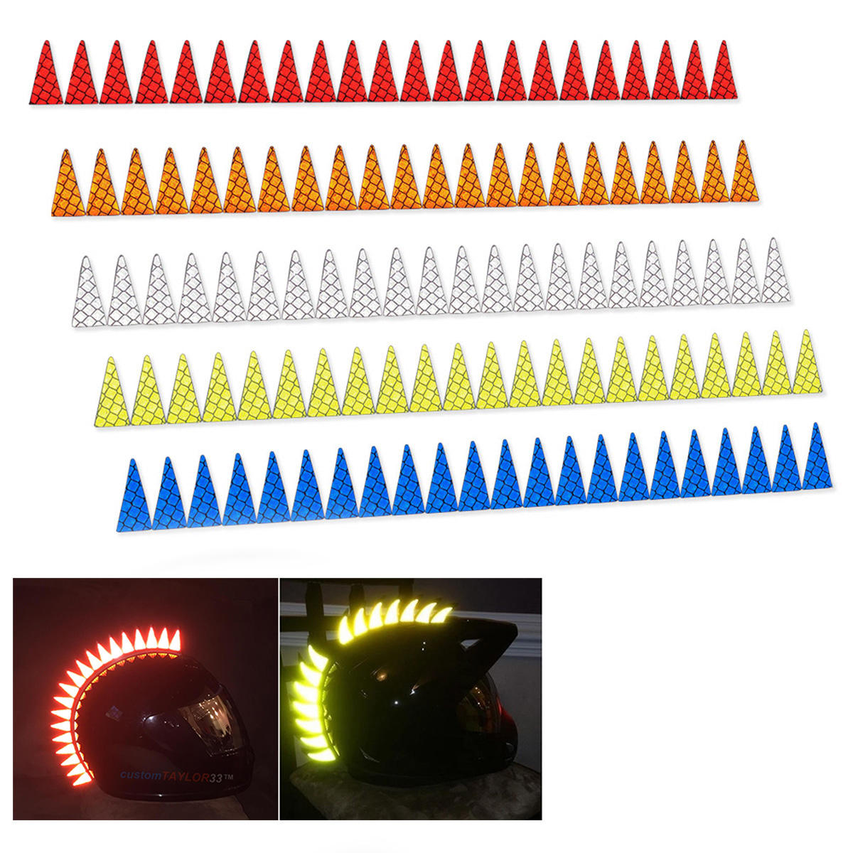 22 messen Mohawk Warhawk spikes zaag reflecterende sticker stickers voor rubberen helm motorfiets fi