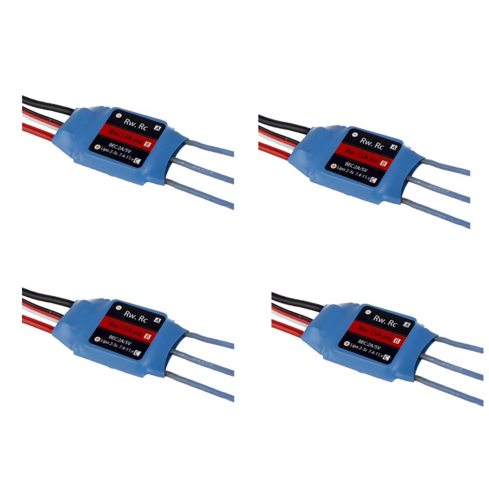 

4 PCS RW.RC 15A Brushless ESC 5V2A BEC 2S 3S for RC Models Fixed Wing Airplane Drone