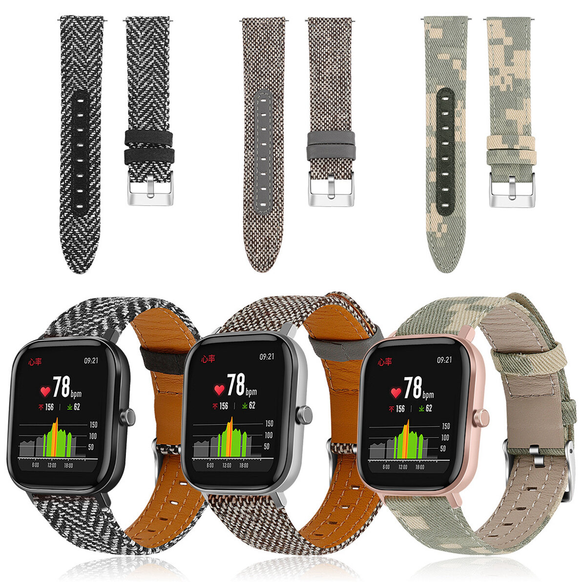 

Bakeey 20mm Universal Nylon Camouflage Canvas Watch Band for Amazfit GTS Samsung Galaxy 42/46/Active
