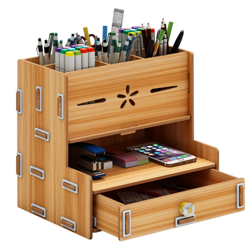 Multifunctional Storage Box Desk, Large Wooden Desk With Storage Box