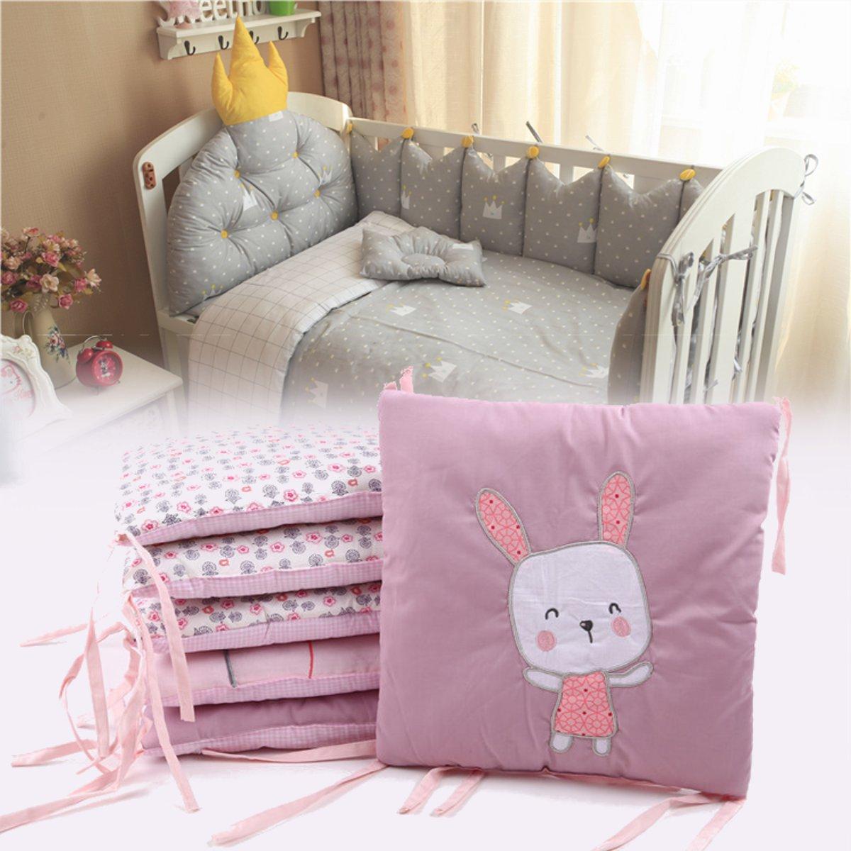4/6Pcs Baby Infant Cotton Crib Bumper Nursery Bedding Cot Pillow Pad Protector 