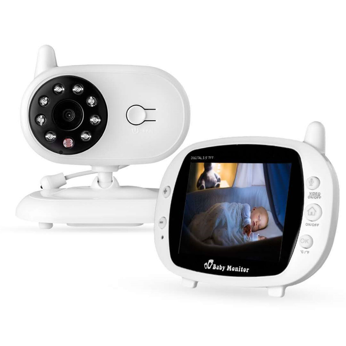 3,5 inch babyfoon 2,4 ghz video lcd digitale camera nachtzicht temperatuurbewaking monitoren