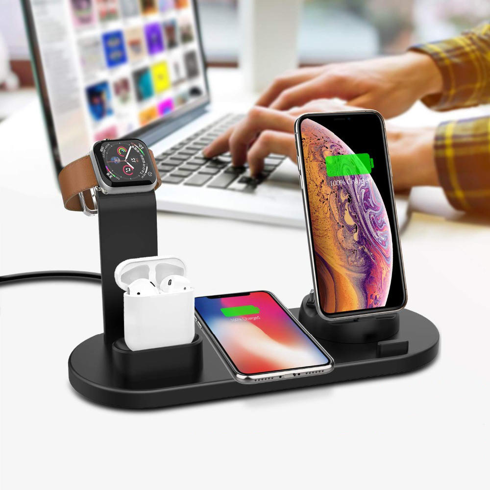 

DCAE 4in1 10W/7.5W/5W 3A Qi Wireless Charger Dock Stand for Samsung S10+ For iPhone 11 X XS XR 8 for Apple Watch 5 4 3 2