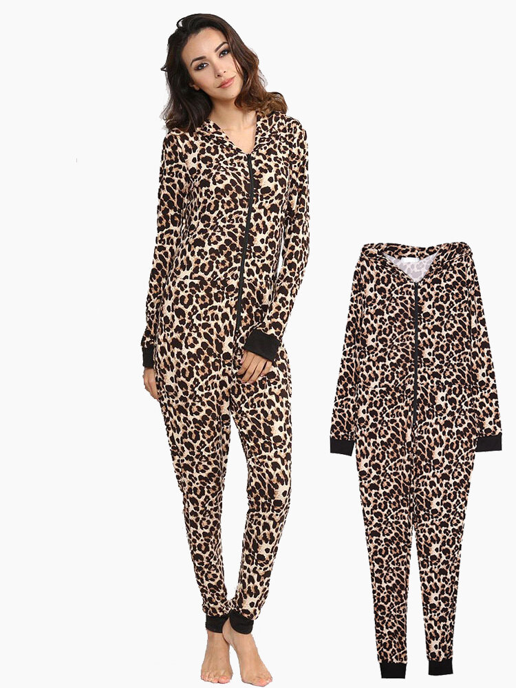 Pyjama-set met luipaardprint en capuchon