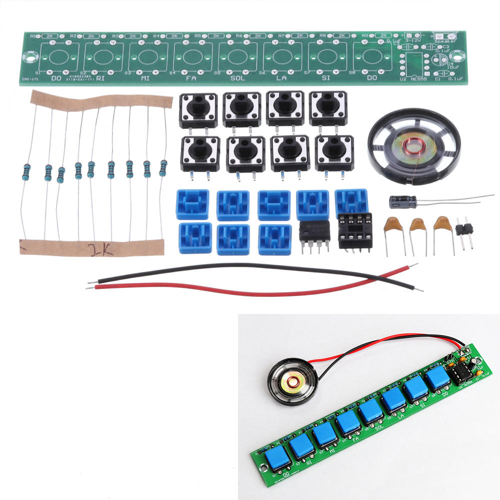 5pcs DIY Electronic Kit Set NE555 Keyboard Kit Eight Notes DIY Electronic Production Parts SolderingPractice Fun Trainin