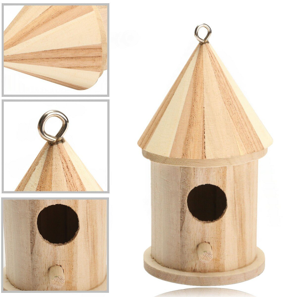 Wood Carving Wooden Birdhouse Bird Nest House Shed Garden Yard Hanging Decor 16 x, Banggood  - buy with discount
