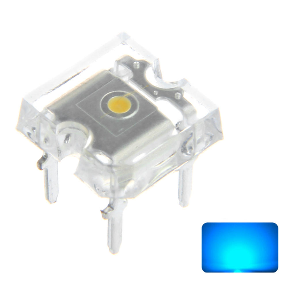 100PCS DC3V 20mA Blue Transparent Emitting Lamp Flat Top LED Diode Hole Bulb DIY Lamp