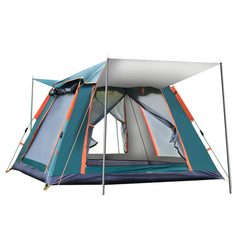 Tente familiale automatique pour 4 personnes pour pique-nique, voyage et camping, tente extérieure imperméable et résistante au vent.