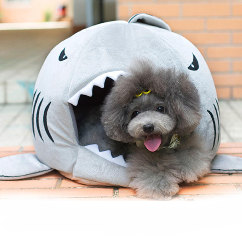 M / LサイズユニークウォッシャブルSoftサメの口ペット犬猫洞窟ペットベッドハウス