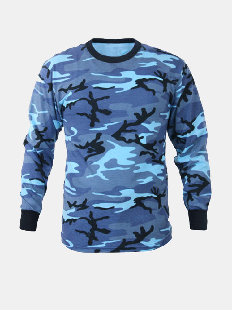 Męska koszulka Hunting Camo Tee z długim rękawem Camouflage Fitness Shirt Sportowe Topy Pullover T-Shirt.
