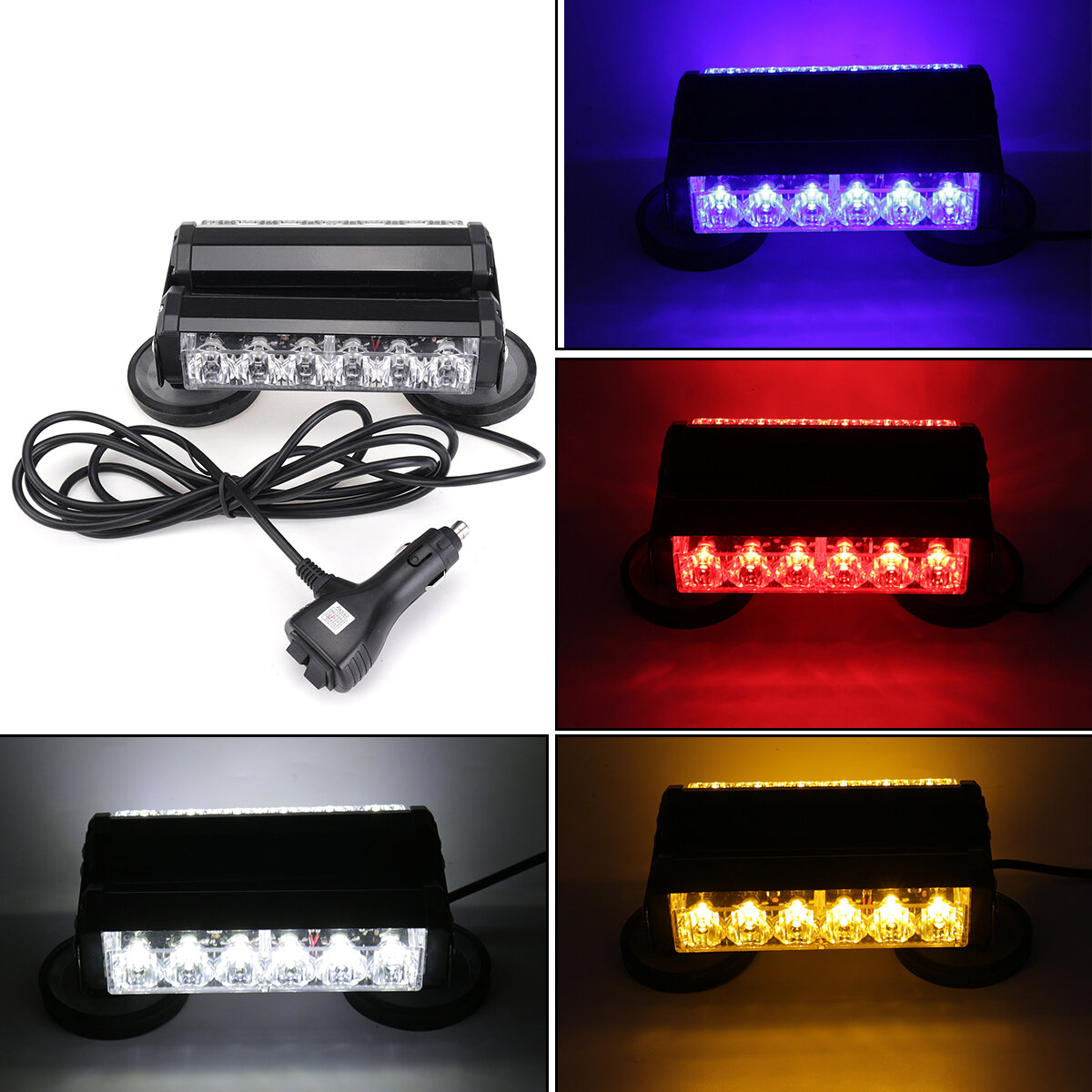 Dubbelzijdig LED auto stroboscooplamp Flash Waarschuwing Gevaar Noodbakenlamp 12V 36W Blauw / Wit / 