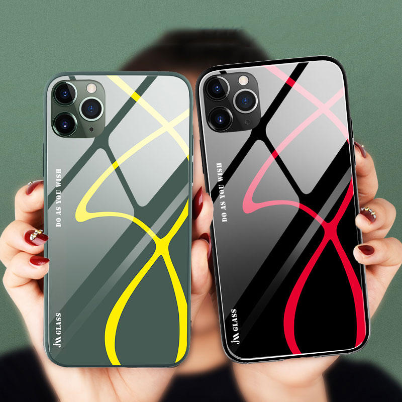 

Bakeey Glossy Colorful Painted Tempered Glass + Soft Liquid Silicone Edge Shockproof Protective Case for iPhone 11 Pro M