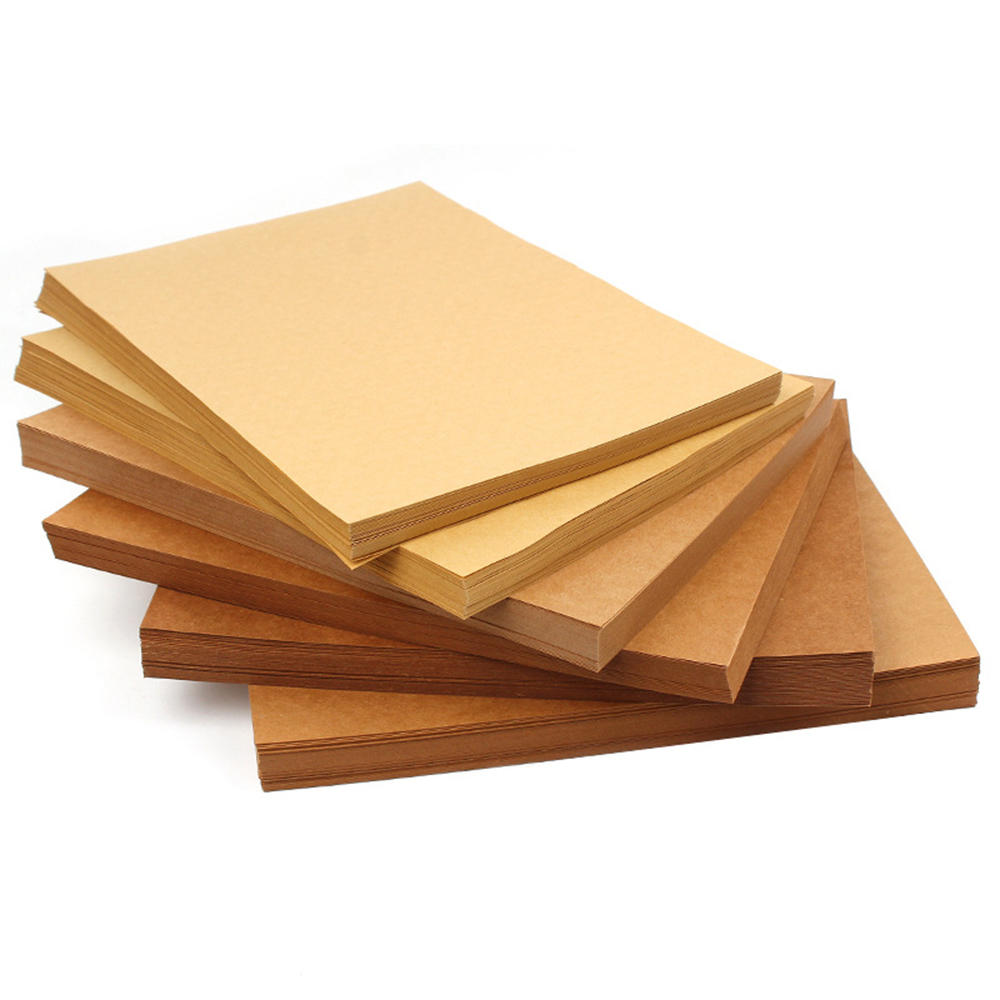 100 Folhas 70/100/120/160 / 200gsm A4 Papel Kraft para celulose de madeira crua Capa DIY Impressão artesanal Papel de em