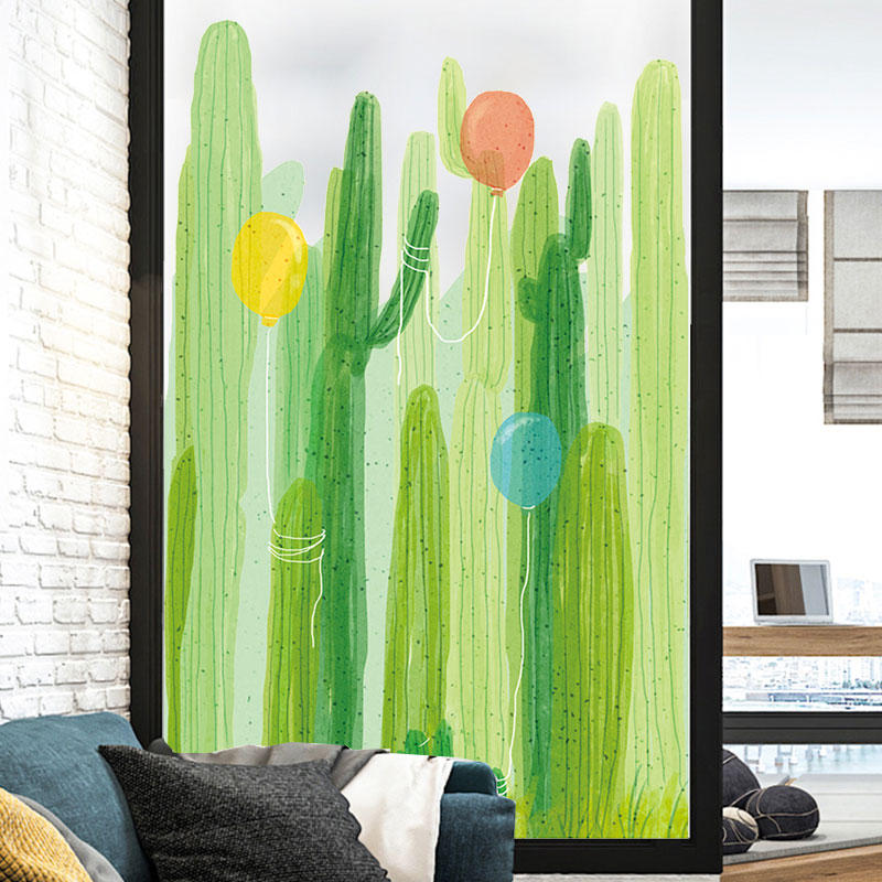 Miico FX82031 2 STKS Cactus en ballon schilderij Sticker Glazen deurstickers Muurstickers Woondecora