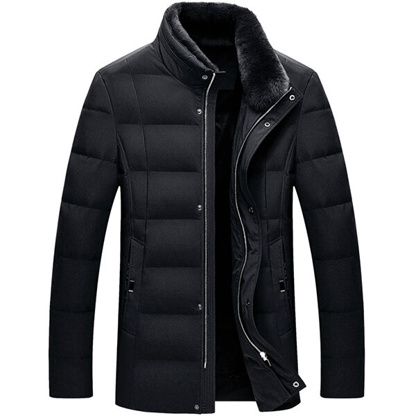 Casual detachable fleece collar filling duckdown waterproof down coats ...