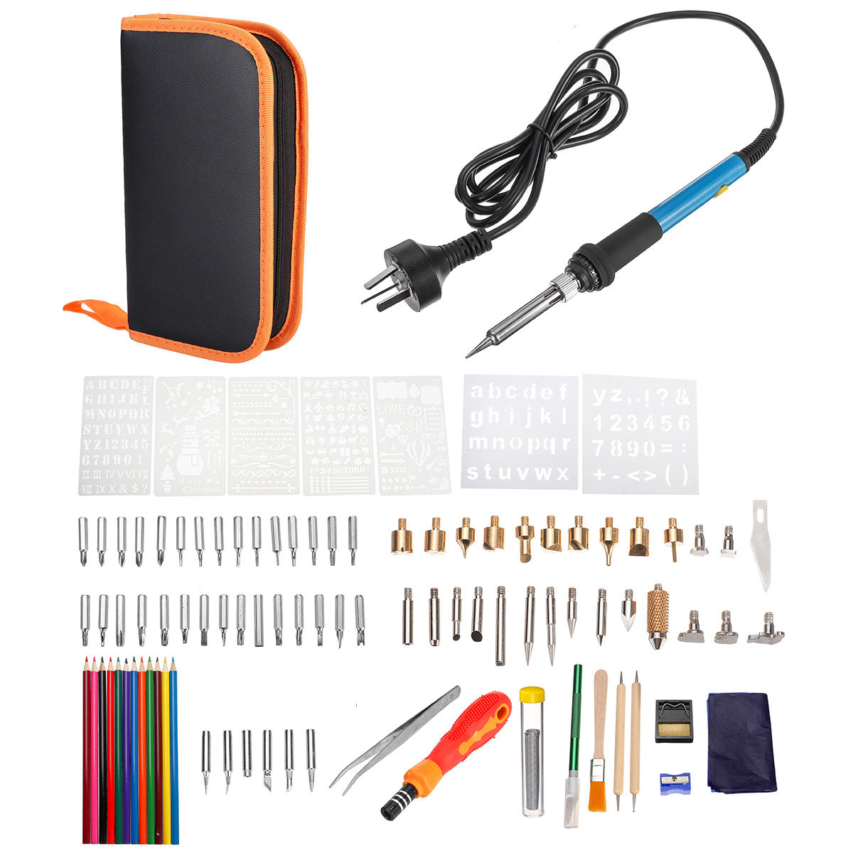 101 stks elektrische soldeerbout kit diy houtverbranding pen carft tool pyrografie tool set