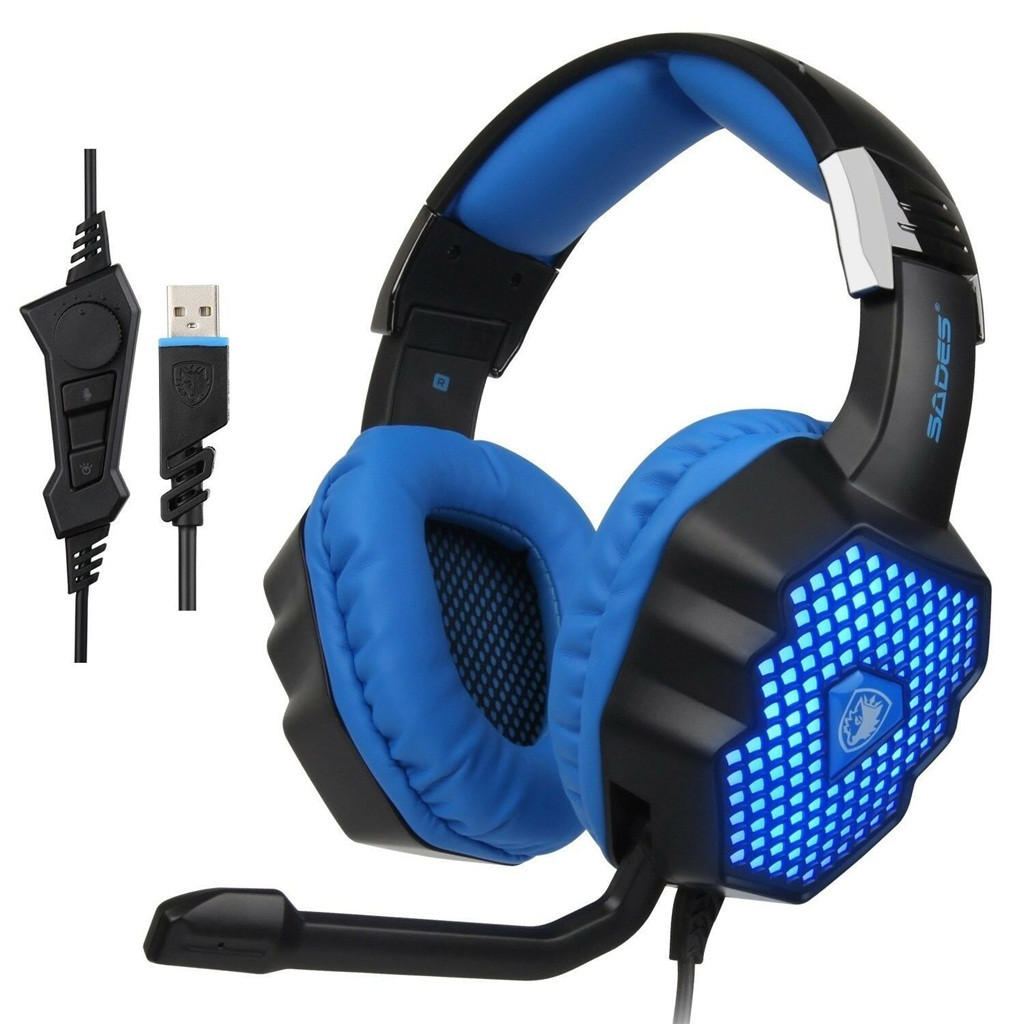 

SADES A70 7.1 USB Wired Gaming Headphone Gamer Over-ear Headset with Mic Breathing Lampfor PC Laptop