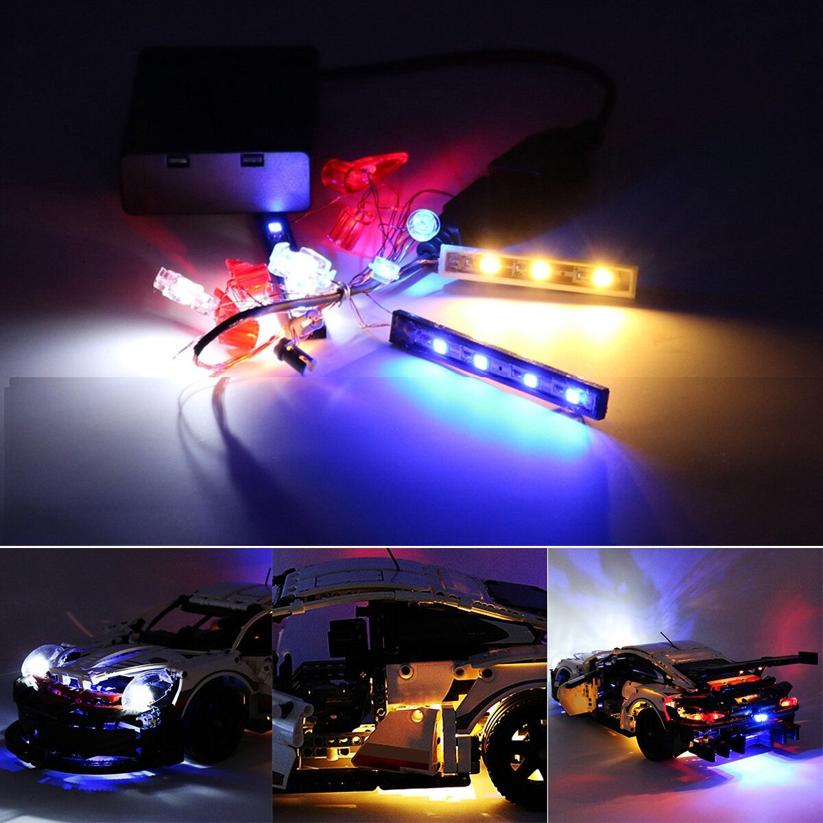 DIY LED-lichtverlichtingsset ALLEEN voor LEGO 42096 Technic RSR-lichtstenen