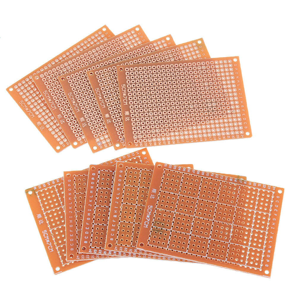10pcs Universal PCB Board 5x7cm 2.54mm Hole Pitch DIY Prototype Paper Printed Circuit Board Panel Single Sided Board