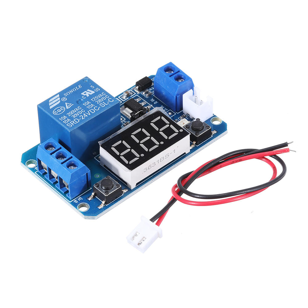24V Trigger Time Delay Relay Module with LED Digital Display0-999s 0-999min 0-999H Work-delay/Delay-