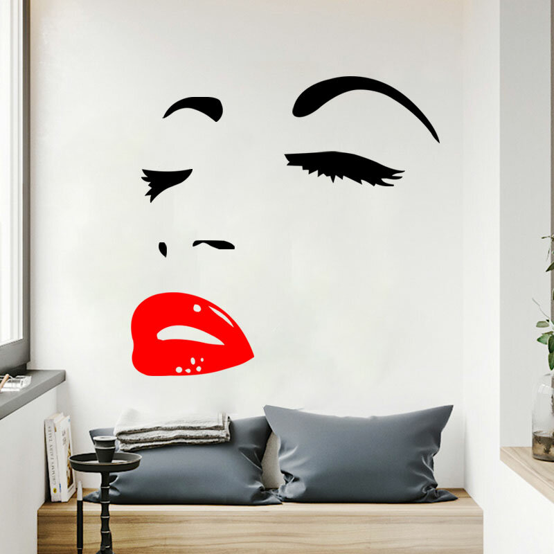 Miico FX1258 Red Lip Beauty Girl Wall Sticker Wall Art Home Decoration Stiker