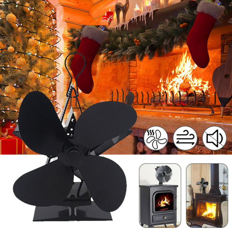 IPRee® 7.87*3.95 Inch 4 Blades Heat Fireplace Fan Winter Warm Heater Eco Friendly Quiet Burner Fan
