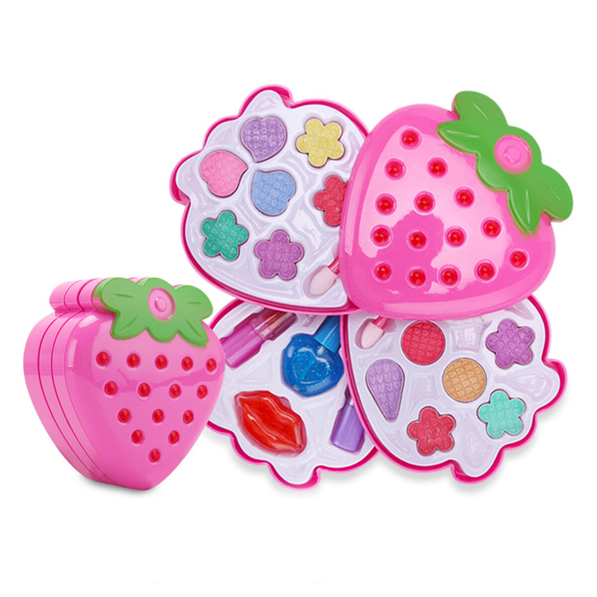 Kids Strawberry Cosmetic Princess Make-upset Kit Oogschaduw Lipgloss Blushes Girl Toys