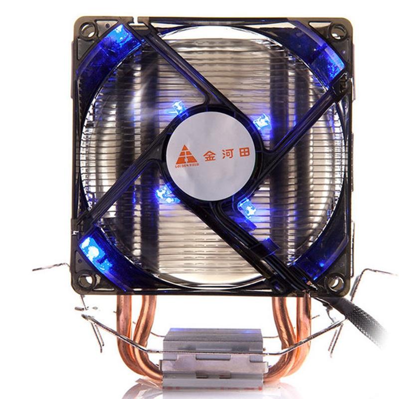 

1PCS 90mm Blue LED PWM CPU Cooler CPU Cooling Fan U-shaped Double Heat Pipe Heat Sink with Thermal Silicon Grease for In