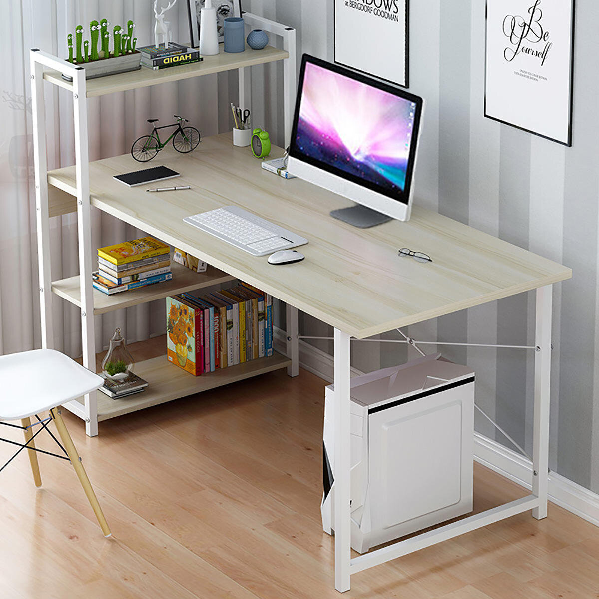 Computer Laptop Desk With Shelves Modern Style Computer Table