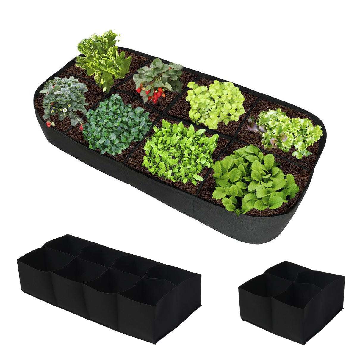 Sub-grid Garden Planting Bag Foldable Breathable Felt Flower Pots Container