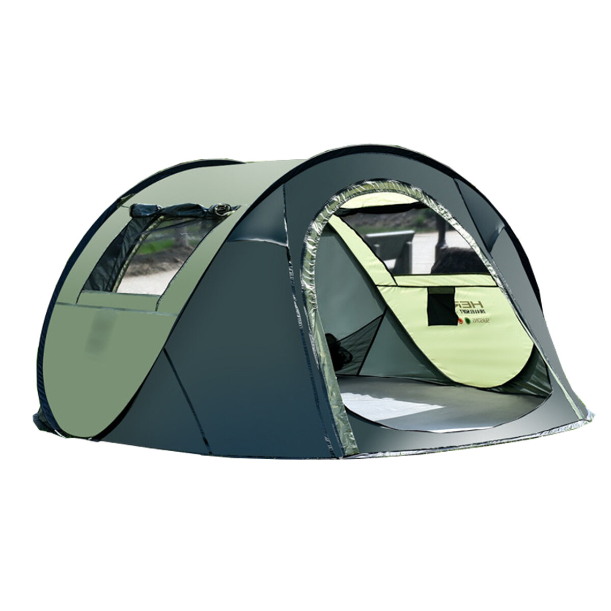5-8人用防水キャンプテント、自動高速テント、アウトドア旅行やハイキング用 - コーヒー/グリーン