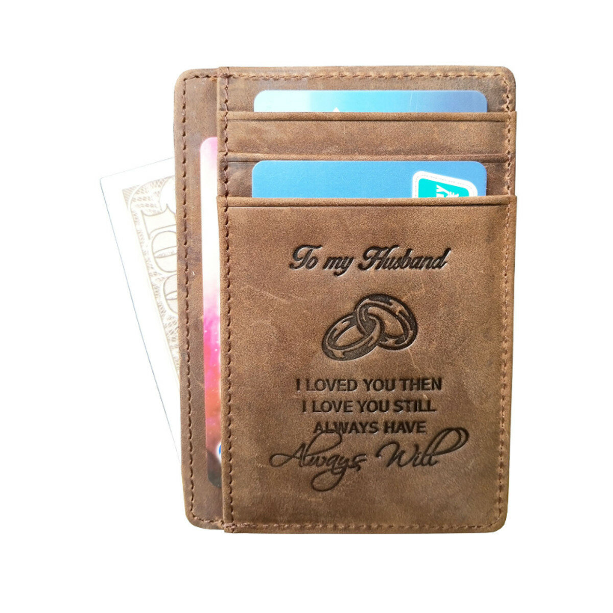 

To My Son / Husband Wallet Xmas Gift from Dad Mom Sliim Leather Case RFID Blocking ID Card Case