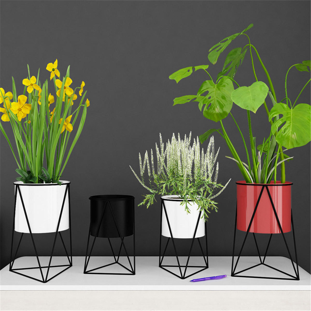 Geometric Metal Flower Pot Stand Chic Indoor Garden Plant Holder Display Planter