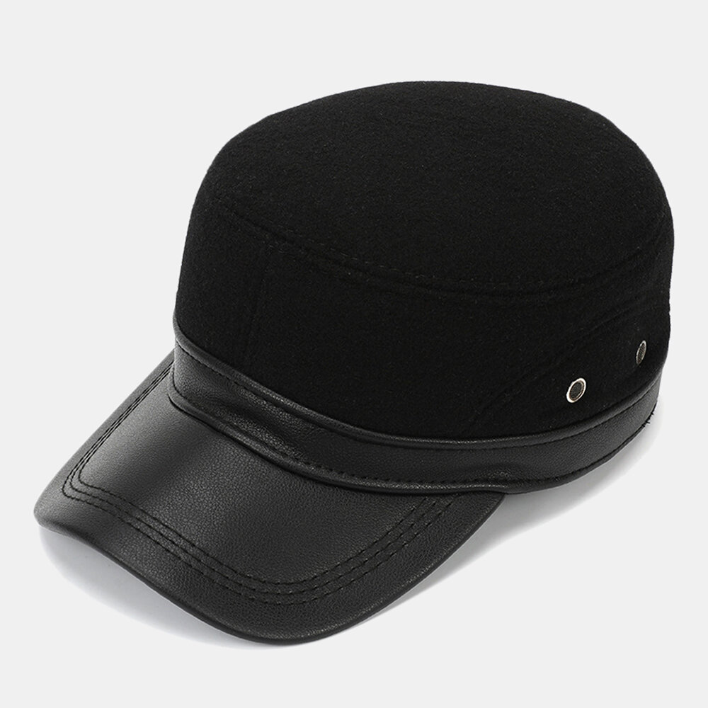 Men Plus Velvet Outdoor Casual Warm Hat Felt Adjustable Leisure Earmuffs Baseball Cap