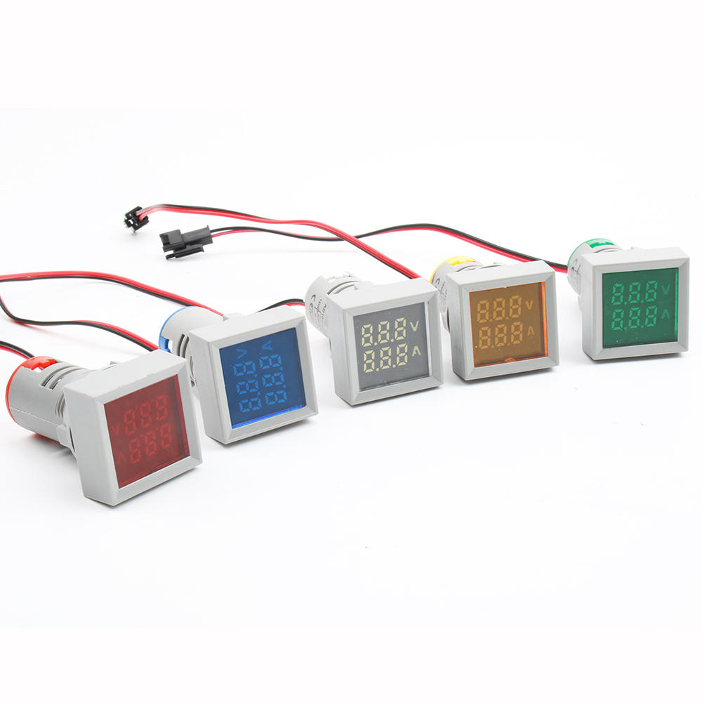 22mm AC 50-500V 0-100A Mini Digital square Voltmeter Ammeter Volt Voltage Tester Meter Dual LED Indicator Pilo t Lamp Li